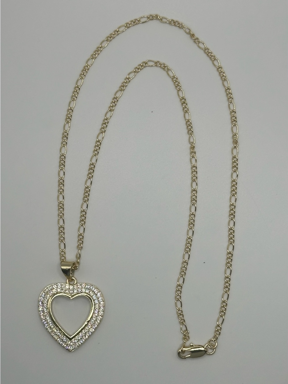 Gold Filled Heart Pendant Necklace with Pavé Crystals